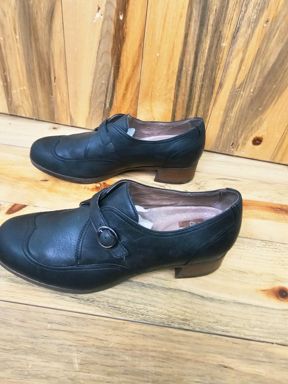 Dansko Black Leather Heeled Booties Size 40 - Picture 3 of 6